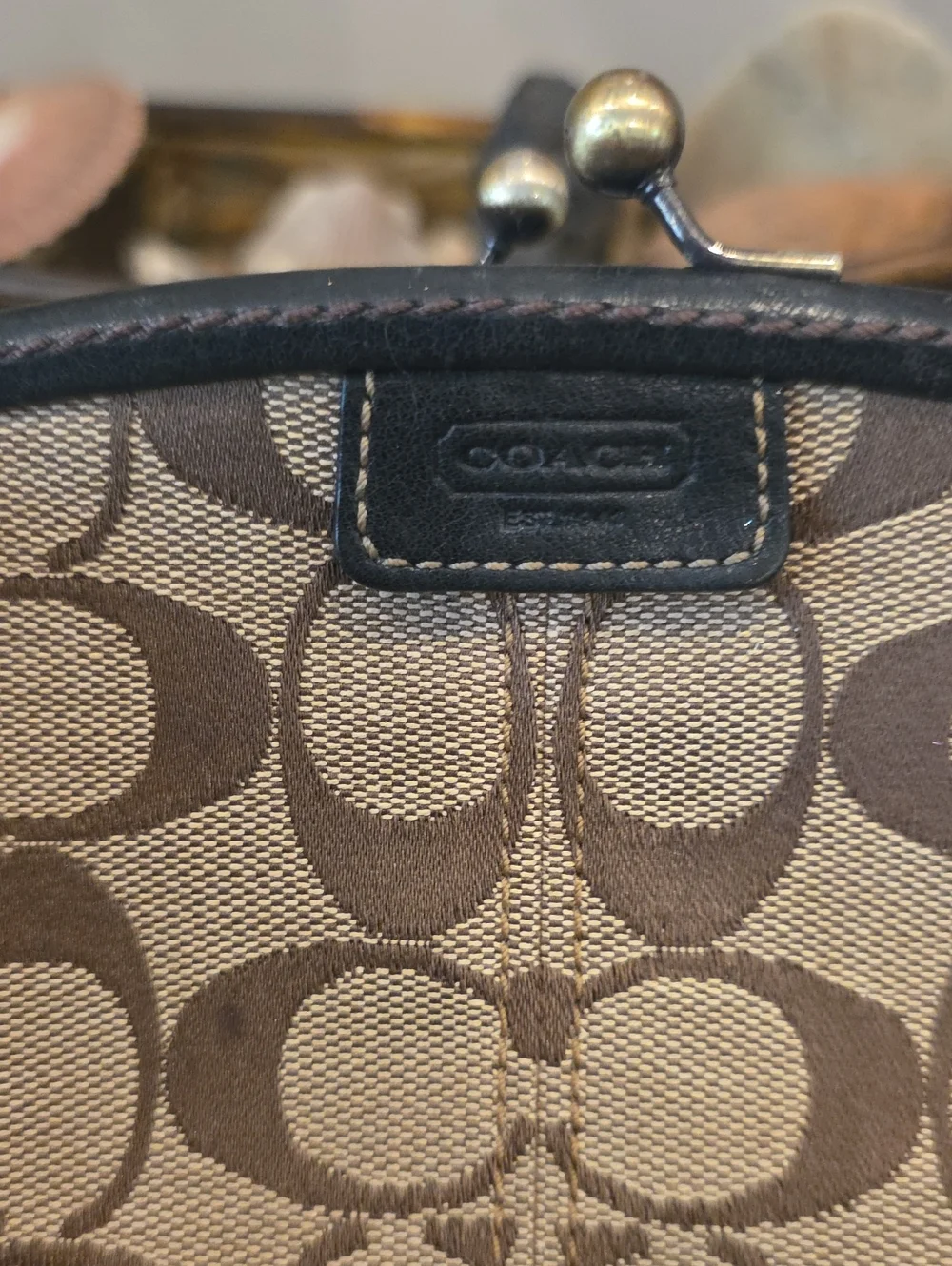 Coach Legacy Lined Large Kisslock Pouch